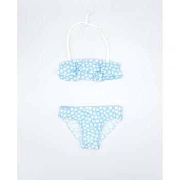Bikini azul de estrellas con volantes y lazo en la espalda