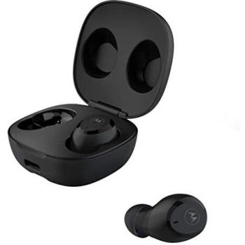 Motorola Moto Buds Charge - Auricular Bluetooth True Wireless con carga móvil - 10 horas de juego - IPX5 Waterproof - Compatible con Alexa, Siri y Google Assistant - Negro