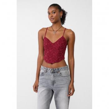 Burgundy Lace Strappy Top L