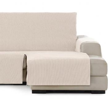 Funda de Sofá Chaise Longue Chenilla Adaptable 240 - Modelo Corto Derecha Marfil