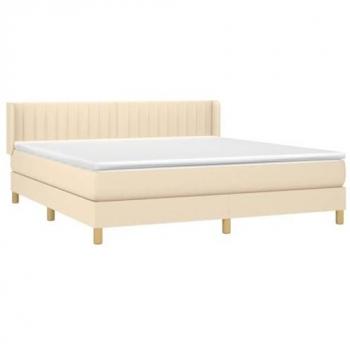 Cama Box Spring con Colchón de Tela Color Crema 180x200 cm