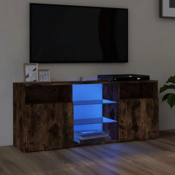Mueble de TV con luces LED 120x30x50 cm, Roble Ahumado, VidaXL