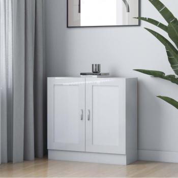 Armario de libros aglomerado blanco brillante 82,5x30,5x80 cm