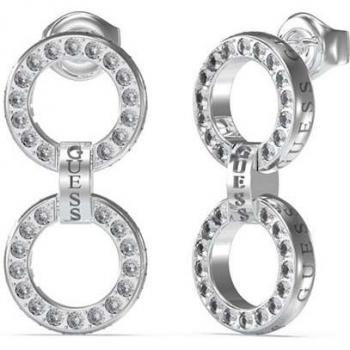 Pendientes Circle Lights de acero plateado Guess
