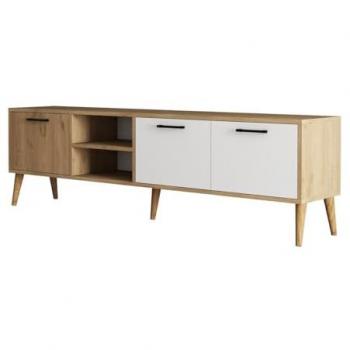 Mueble de TV 2 nichos 3 puertas L180 cm blanco Exxen