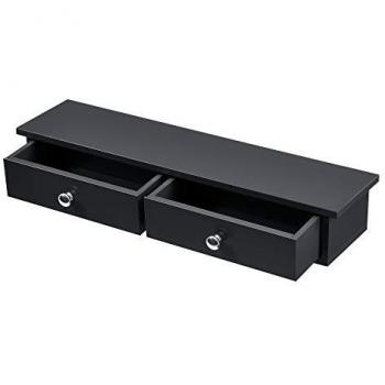 Estantería de Pared Geeste con 2 Cajones - 10x60x15 cm - Capacidad de Carga 15kg - Color Negro