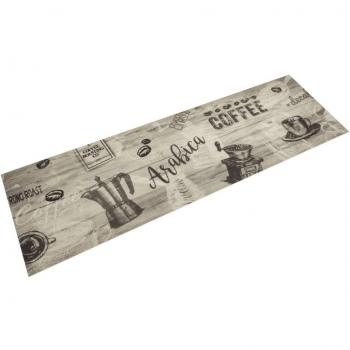 Alfombra de cocina lavable terciopelo gris café 45x150 cm