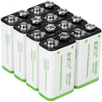 BAKTH 650mAh 9 Voltio de Litio Pilas Recargables se Aplica a Micrófono Inalámbrico, Alarmas de Humo, Tabla Universal, Control Remoto y Dispositivos Médicos