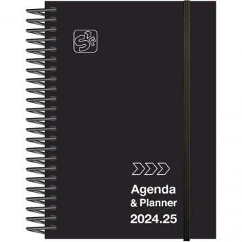 Agenda escolar 2024-2025 Senfort Catalán Unicolor Espiral Tapa PP D/P 120x170 con Goma Academic Negro