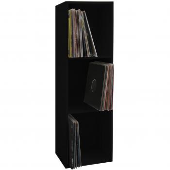 Estantería de Madera para Discos de Vinilo Platto 3 Compartimentos Color Negro