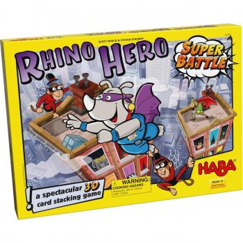 HABA 303383 Rhino Hero Super Battle - A Turbulent 3D Stacking Game Fun for All Ages