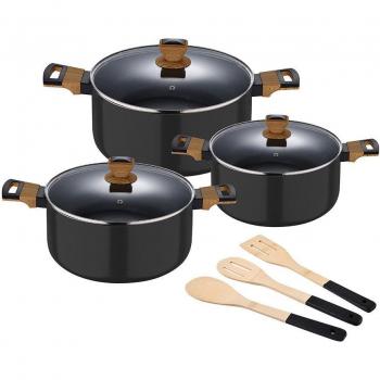 Batería De Cocina Bergner Earth Negro 9 Piezas