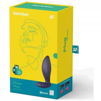 Satisfyer Power Plug App Enabled Anal Vibrator - Purple, characteristics: app-enabled, anal stimulation, powerful vibrations, ergonomic design, waterproof, rechargeable battery