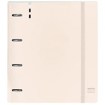 SAFTA Carpeblock PP Foam 4 Anillas 35mm con Recambio, Color Crema Pastel, Dimensiones 27x32 cm