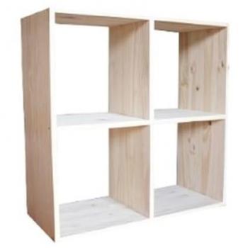 Cubo de Almacenamiento de Madera Maciza para Pintar y Barnizar - 4 Compartimentos - Dimensiones 70,4x30x70,5 cm