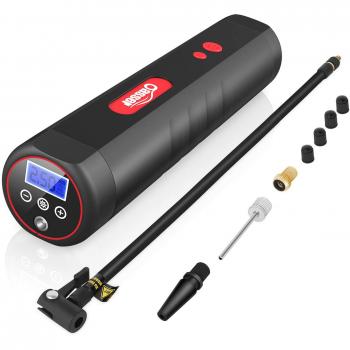 oasser Compresor de Aire Portátil Mini Bomba de Inflado Eléctrica con Indicador de Presión LCD Digital de 120PSI 2000mAh Batería de Litio 12V/DC 20 litros/Min P1S
