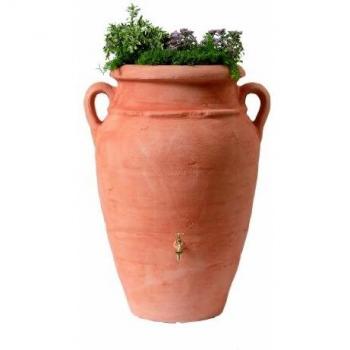 Depósito de agua pluvial Amphora Antik 360 litros con macetero integrado terracota