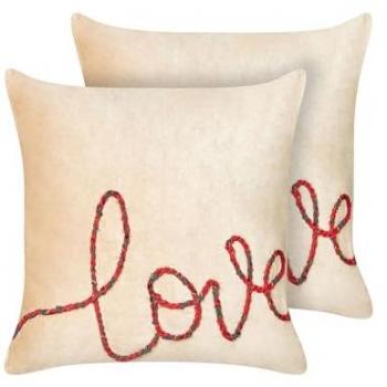 Lote de 2 cojines decorativos modernos en terciopelo beige con fundas desmontables 45 x 45 cm Rotala