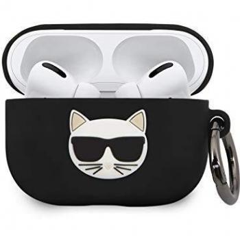 Karl Lagerfeld KLACAPSILCHBK Cubierta Protege la estación de Carga para Auriculares inalámbricos AirPods Pro, Color Negro