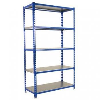 Estantería Metálica SimonRack de Almacenaje de Acero, 2000x1100x500 mm, 5 Baldas Ajustables, Soporta 200 kg de Punto Flexión por balda, Color Azul/Gal