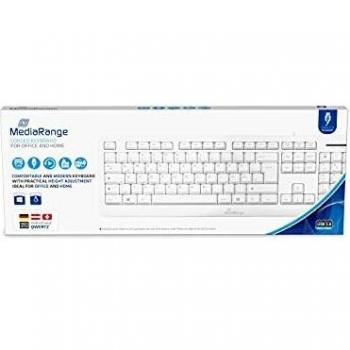 Teclado MediaRange MROS110 QWERTZ USB Cableado Blanco-Hellgris