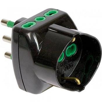Adaptador de Enchufe Eléctrico Fanton 82241 S17 a 1P40 + 2P17/11 Vertical Negro