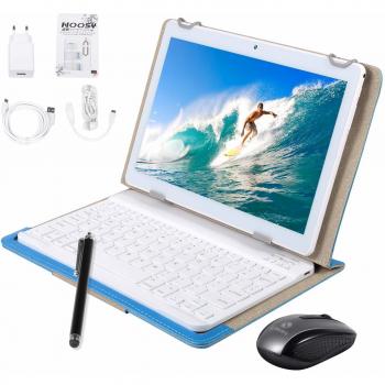 Tableta Android Completa con Pantalla HD IPS de 10.0 Pulgadas, Android 7.0 Pad 3G con 2 Ranuras para Tarjetas SIM, Quad-Core, 1.3 GHz, 4GB + 64GB, Bluetooth, WiFi, GPS, cámara Dual, Blanco