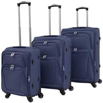 vidaXL Juego de 3 maletas blandas azul marino