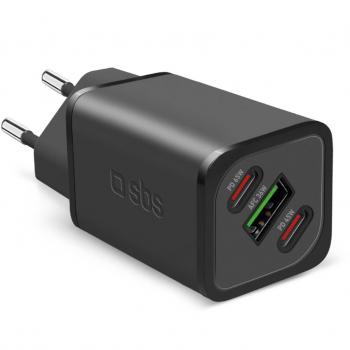 Cargador Universal SBS TETRGANUSB2C65W Negro 65W AC Carga Rápida