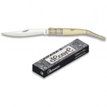 Navaja decorada Albainox - Mango Zamak - PVC - Hoja de acero inoxidable 8,5 cm - Caja a color