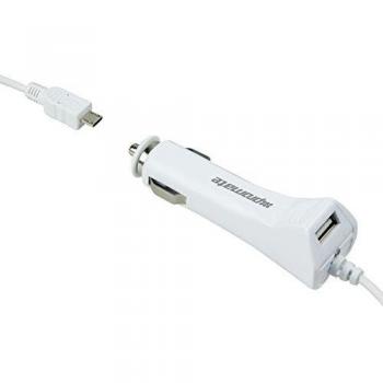 Promate proCharge-Plus 3100 mAh Cargador de coche USB ultra-rápido con cable Built-In Micro-USB - Blanco