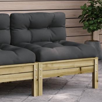Sofá de jardín sin apoyabrazos con almohadas de madera de pino impregnada