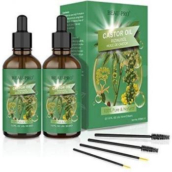 2 * 30 ML Aceite de Ricino 100% Orgánico y Prensado en Fríro No OGM para el Crecimiento de Cabello Pelo Pestañas, Cejas, Barba, Rostro,Uñas,Cuerpo y Cara