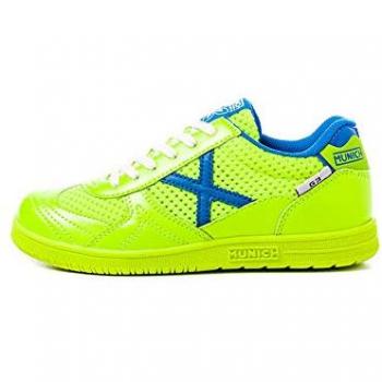 Zapatilla Munich Niño G-3 Kid Lima/Azul CORDÓN Nº38