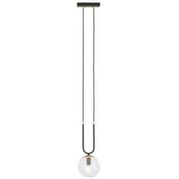 Lámpara de Suspensión Glam Negra - Acero con Recubrimiento de Polvo y Vidrio - 15x115x15 cm