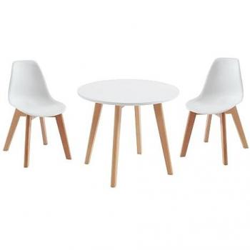 Conjunto Mesa Infantil Louloune + 2 Sillas Lilinou - Blanco