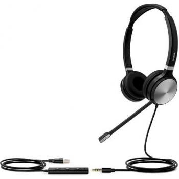 Yealink UH36 Dual UC Wired Headset, Stereo, with Noise-Cancelling Microphone, USB and 3.5mm Jack Connectivity, Black/Silver
