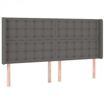 Cabecero con LED de cuero sintético gris 183x16x118/128 cm