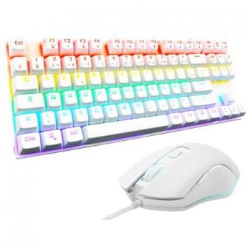 Combo Gamer G-Lab Mercury - Teclado Mecánico TKL RGB y Ratón Gaming 7200 DPI Blanco