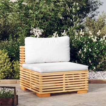 vidaXL Teak Garden Middle Sofa with Cream Cushions