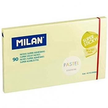 Nota super adhesiva milan 76x127 90 hojas amarillo pastel