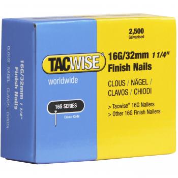 Clavos rectos Tacwise 16 g 32 mm para pistola de clavos (paquete de 2500), plateados