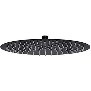 Cabezal de ducha efecto lluvia acero inoxidable redondo negro 30 cm
