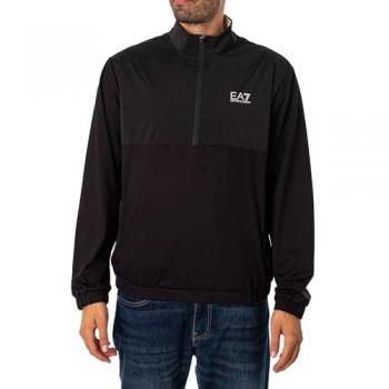 EA7 Emporio Armani Lightweight Black Hoodie for Men Size S