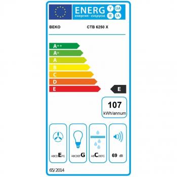Beko CTB6250X Campana Telescópica 60 cm, Acero Inoxidable, 3 Velocidades, Plata