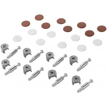 Gedotec Conector de Muebles Excéntrica Schrank-Verbinder Minifix 15mm | Tapa Marrón & Blanco | Conector para Pozo Ø 5mm | Set Completo - Hecho en Alemania |Möbelbeschläge| 1 Juego