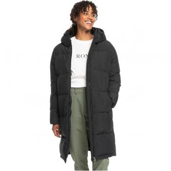 Roxy Women's Test of Time Hooded Down Jacket - Black/Grey - Size L