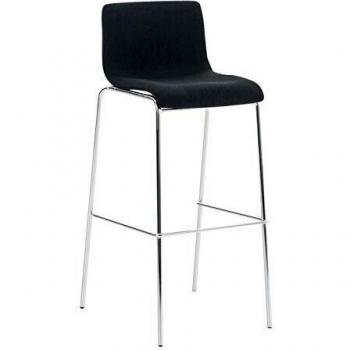 Taburete Alto Hover en Tela Negra con Base de 4 Patas Cromadas