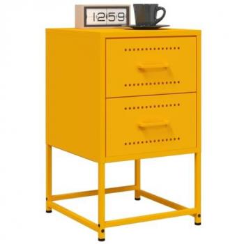 Mesitas de noche 2 uds acero amarillo mostaza 36x39x60,5 cm