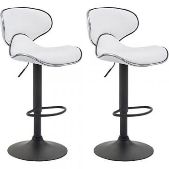 Set de 2 Taburetes Bar Las Vegas V2 Tapizados en Simil Cuero Blanco y Negro con Regulación de Altura
